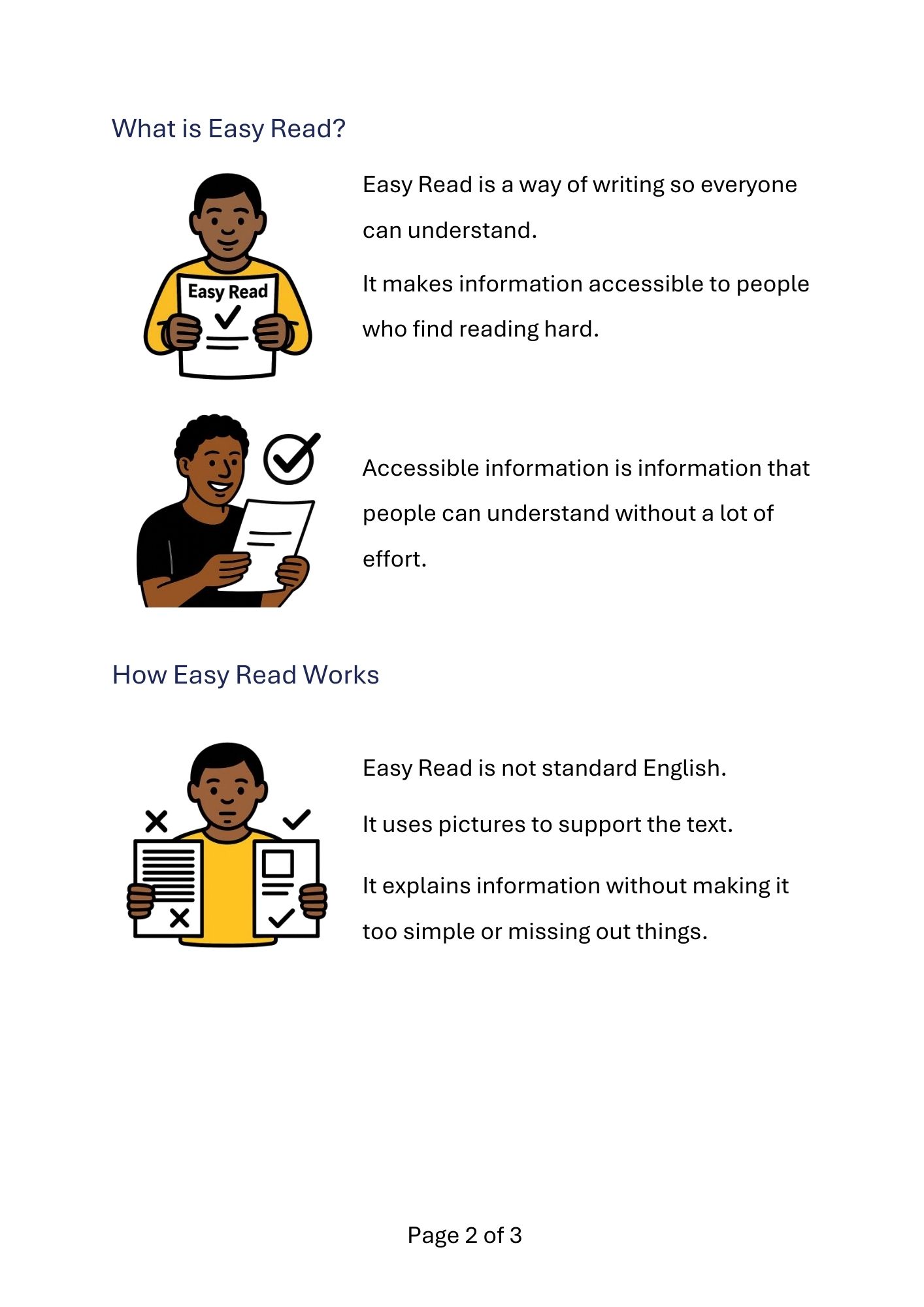 Easy Read sample page 2 — what Easy Read is